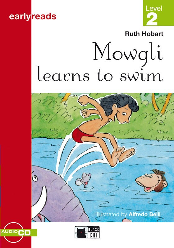 Mowgli learns to swim